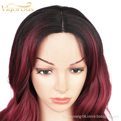 Vigorous wholesale ombre for black women cosplay lace front mix with high quality wavy curly wigs hair synthetic wig